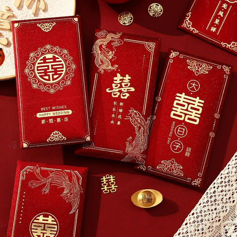 DEUDSORY 24Pcs Red Chinese Festive and Luck Money Red Envelope, Suitable for Wedding Celebrations