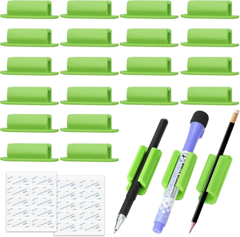 BOBOKA 20Pcs Silicone Pencil Holder & Marker Holder for Desk, Adhesive Pen Holder for Classroom, Teacher Supplies