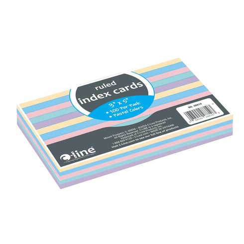 C-Line 3 5 100/PK (48810) x Index Cards, Assorted Colors, Ruled