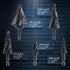 ZELCAN Step Drill Bit Set, 5PCS Titanium-Coated HSS Bits, 50 Sizes for Metal, 1/4" Hex Shank