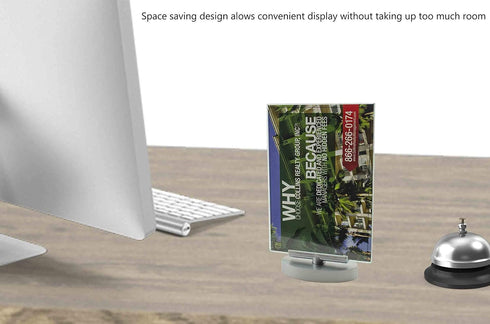 6 Pack 4" 6" Marketing Holders Rotating Sign Holder Double Sided Holds x Menus and Photos Clear with Green Edge Swivel
