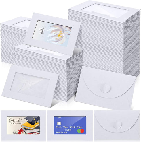 Uiifan 300 Pcs Gift Card Envelopes, 4 x 2.8 Inch Mini Envelopes with Heart Shaped Clasp for Business Cards
