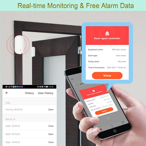 WiFi Door and Window Sensor, Wireless Contact Sensor with App Notification Alerts, Smart Home Automation, 1 Pack