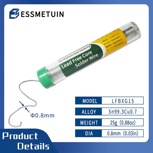 Solder for Aluminum Soldering, Lead Free Core Solder for Stainless Steel/Nickel Sheet, 1.4oz/2pack
