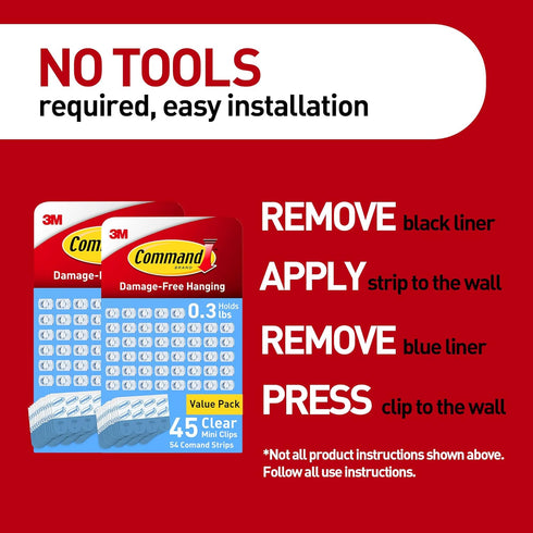 Command 90 Count Indoor Mini Light Clips, Damage Free Hanging Christmas Lights, Mini Wall Clips for Hanging Indoor