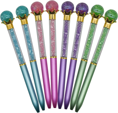 Maydahui 24PCS Crystal Gem Ballpoint Pen, Retractable Colorful Pearl Quicksand, Black Ink for Students