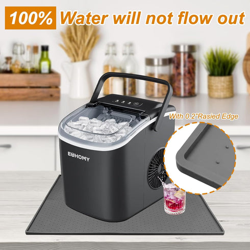 Silicone Ice Makers Countertop Mat - Waterproof with Raised Edge to Prevent Liquid Spillage, 19“x12”