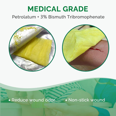 5"x9" 25 Pack Xeroform Petrolatum Dressing Individual Gauze Pads, Non-Adherent Mesh Sterile Guaze Pads for Wound Care