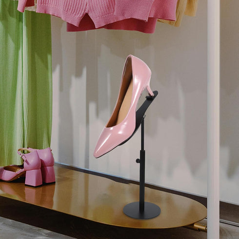 Ipetboom Metal Shoe Stand for Retail Shop, Adjustable High Heel Display Rack with Black Painted Iron, Single-piece Shoe