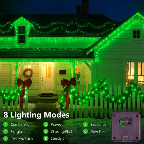 144FT 2 Pack 400LED 8 Extra-Long Solar String Lights for Outside, Solar St. Patrick's Day Lights Waterproof, Copper