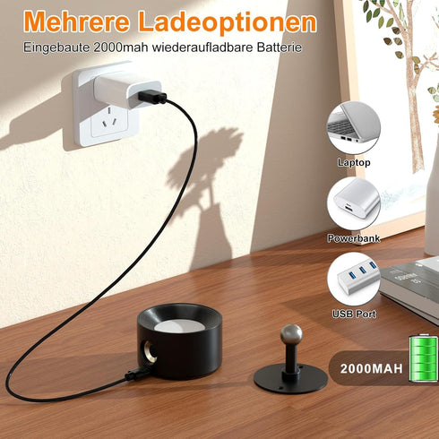 BHBP 360 (black-2pcs) LED Magnetic Wall Light with Rotation Touch Remote Control Rechargeable Reading Mural Lights