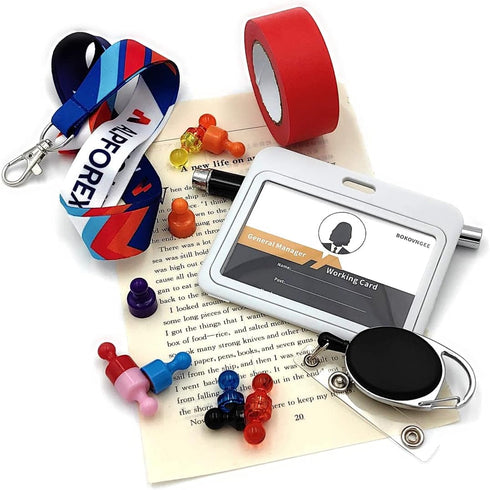 ID Badge Holder with Plastic Clip, Waterproof Horizontal Hard Plastic Case for ID Cards - 3 Pack