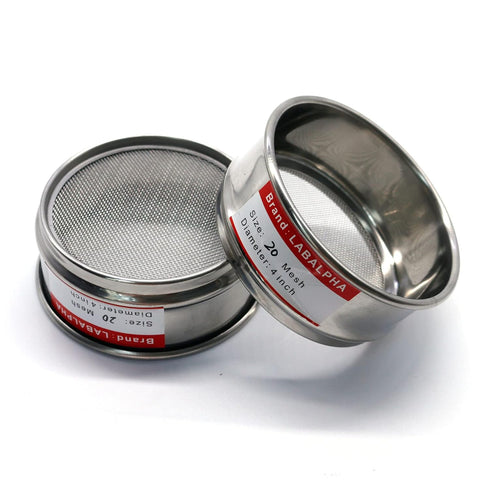 LABALPHA 18 Mesh Lab Sieves - Test Sieve #18 Mesh, 4'' Diameter, 304 Stainless Steel Wire Cloth
