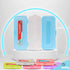 Enday Pencil Box Blue, Plastic Double Deck Pencil Case with 7 Compartments for Home and Office