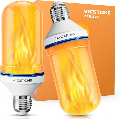 Upgraded LED Flame Light Bulbs, 4-Mode Flickering, E26 Fire Light Bulb for Indoor Outdoor, 2 Pack