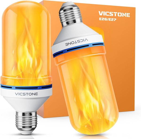 Upgraded LED Flame Light Bulbs, 4-Mode Flickering, E26 Fire Light Bulb for Indoor Outdoor, 2 Pack