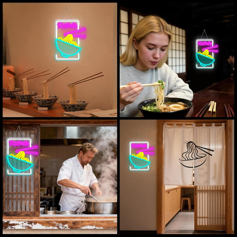 Ramen Time Neon Sign - Noodles Neon Signs for Wall Decor Ramen Led Signs Ramen Light Up Sign USB Neon Ramen Sign