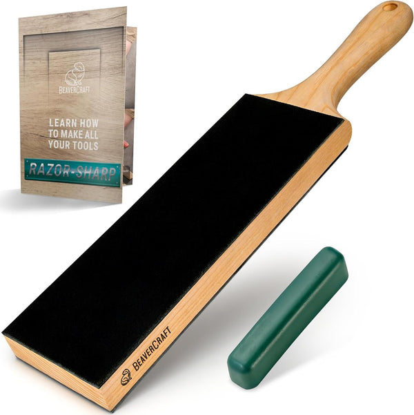 BeaverCraft Leather Strop Kit for Knife Sharpening 15.2" - Leather Knife Strop