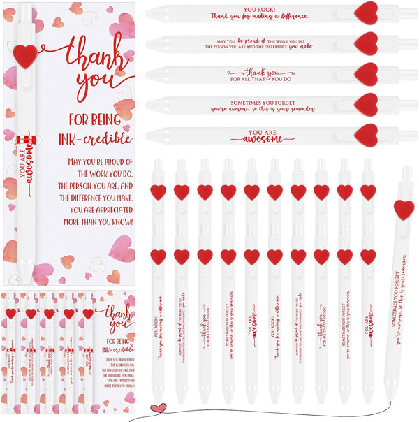 Jetec 60 Sets Valentine's Day Pens Bulk Heart Employee Appreciation Gifts Inspirational