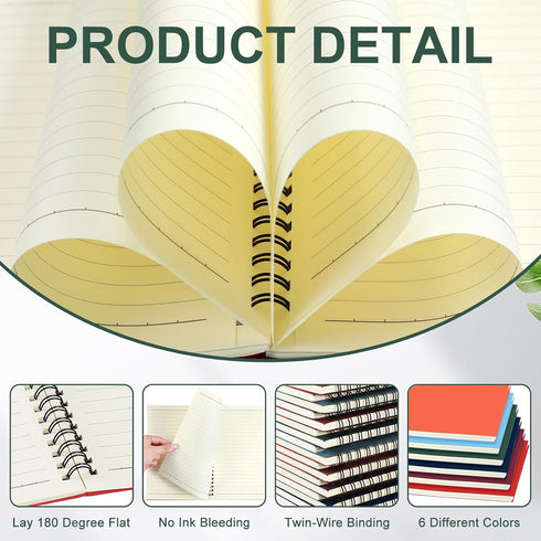 Yahenda Spiral Notebook Bulk, A5 College Ruled Journals, 8.3 x 5.5 Inch, Thick Paper Notebook for Christmas Office