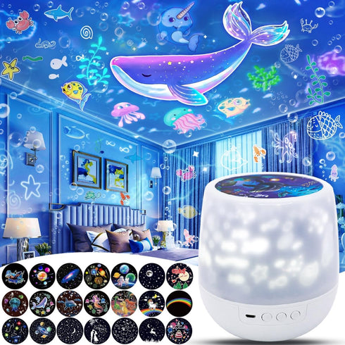 LytRdIt 21 Sets of Films, Projector Night Light for Kids Bedroom, Ceiling, Star