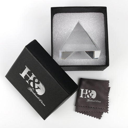 Crystal Pyramid Figurine Collectible, Transparent Glass Paperweight with Gift Box for Decoration (60mm)
