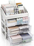 Desk Organizer with Drawers - 3 Drawer Clear Desktop Storage for Office Supplies, Makeup Organizers