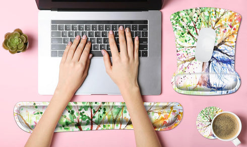 Ergonomic Mouse Pad with Wrist Rest Support and Keyboard Pad, iDonzon Cute Non-Slip Rubber Base