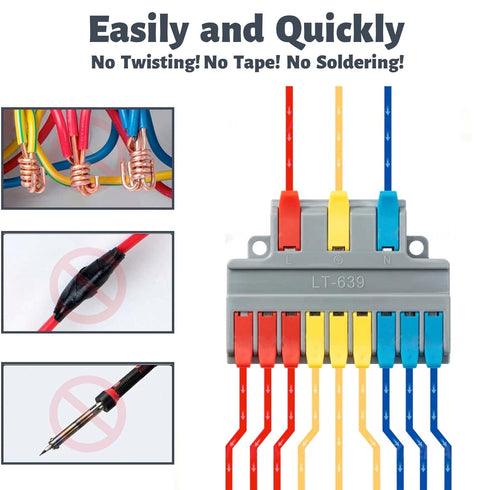 Robust Lever Wire Kit, Quick Connect Electrical Splicing, Compact Conductor 28-12 AWG for Reliable Inline Circuits, 10