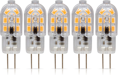 Simba Lighting LED G4 Bulb, 5 Pack, 1.5W T3 20W Halogen Replacement, 12V AC/DC, Soft White 3000K