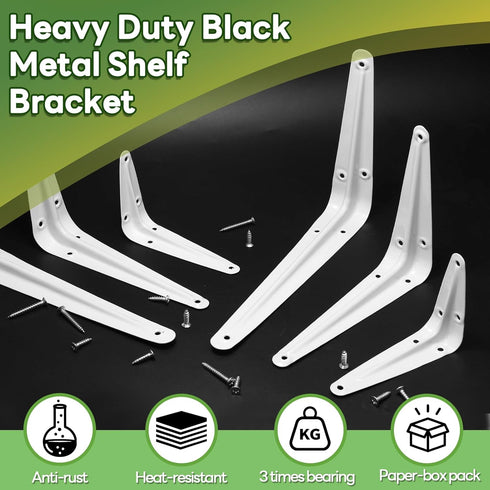 PHITUODA 24 Pack 4 3 Inch, Shelf Brackets x Heavy Duty White Metal Floating Shelf Bracket, L Bracket Corner Brace
