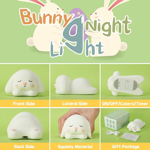 16 Dimmable ZKLiLi Bunny Night Light for Kids Lamp, Colors Lamp Cute, Baby Night Lights for Nursery,Silicone