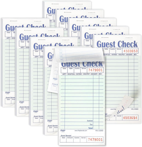 FMP Brands Guest Check Books for Servers, Server Note Pads Paper, Total