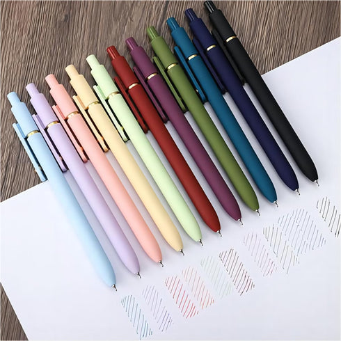 Ddaowanx 12Pcs Colorful Gel Pens, 0.5mm Fine Point Retractable Pens for Journaling, Sketching, Teacher School Supplies
