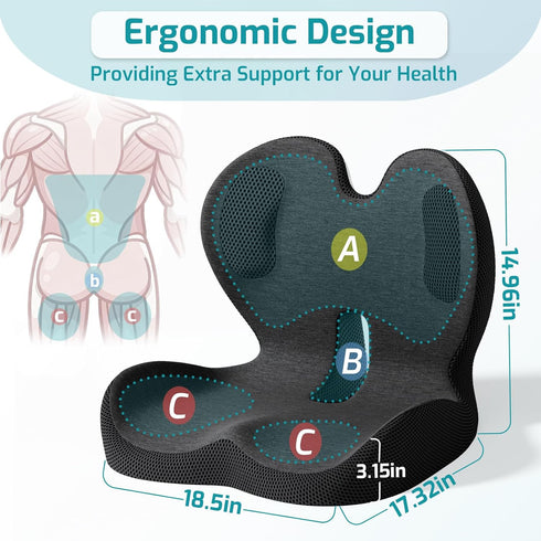 Sciatica,Tailbone,Back Ergonomic Seat Cushion,Office Chair Cushion with Lumbar Support Pillow,Car Orthopedic Seat