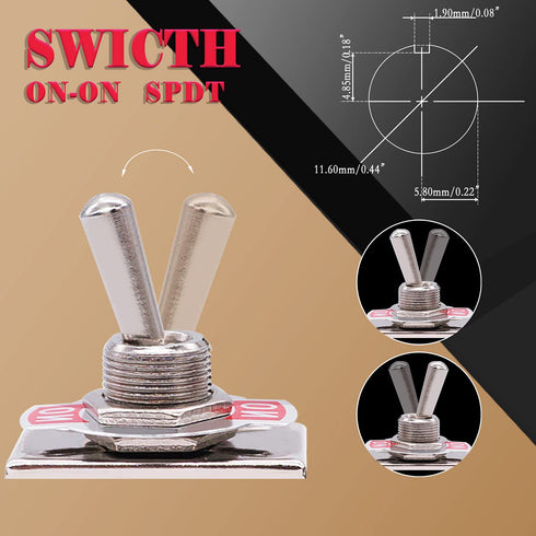 Twidec 3Pcs Heavy Duty Rocker Toggle Switch 16A 250V AC SPDT 2 Position 3 Pin ON/ON with Metal Boot Cap Cover