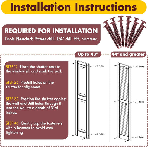 MorningRo 36 Pack Vinyl Shutter Fasteners Plastic Shutter Screws Window Shutters Exterior Spike Loks for Installing