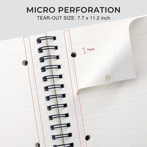 EMSHOI A4 Spiral Notebook, College Ruled, 300 Pages/150 Easy Tear Perforated Sheets, 3-Hole Punched, 100gsm Thick