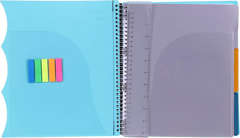 Mintra Office Durable PREMIUM Spiral Notebook, Teal, 3 Subject, 8.5in x 11in, Fabric Covered Coils, Removable