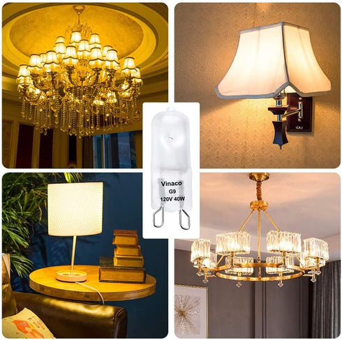 G9 Bulb, 10 Pack G9 40W Bulbs, G9 120V 40W, G9 Dimmable 2800K, G9 Bulb 40 Vinaco Frosted Halogen Light High Brightness