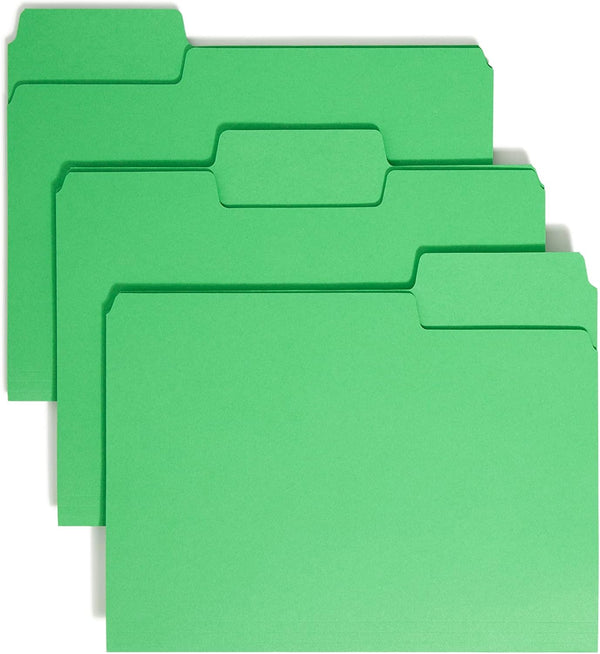 Smead SuperTab File Folder, Green, Oversized 1/3-Cut Tab, Letter Size, 100 per Box (11985)