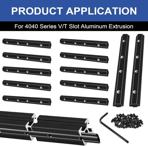 12pcs 4040 Straight Connector Corner Bracket Joint Plate, T-Slotted Accessories with Screws for 4040 Aluminum Profile