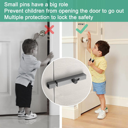 Gear Handle French Door Lock,Door Locks Latch Barrel Bolt Latch,Dead Bolt Locks for Doors Inside,Door Safety Locks from Inside Bathroom Stall Lock Slide Locks for Inside Door(Grey)