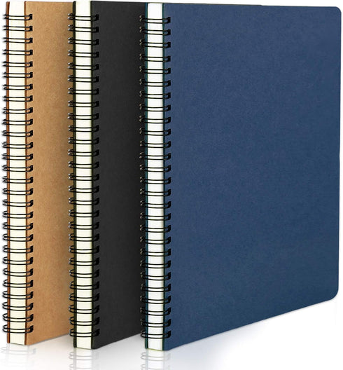 EUSOAR Students Ruled Spiral Notebook, A5, 3 Packs, 5.5" x 8.3", 120 Pages Lined, Travel Writing Notebooks, 3 Colors