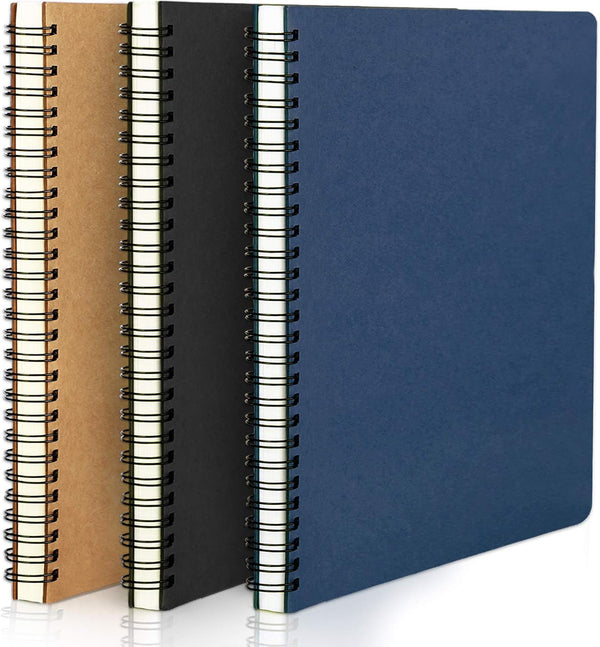EUSOAR Students Ruled Spiral Notebook, A5, 3 Packs, 5.5" x 8.3", 120 Pages Lined, Travel Writing Notebooks, 3 Colors