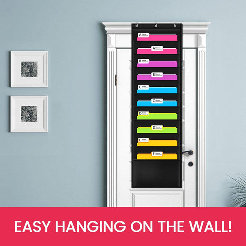 Godery Premium Hanging File Folder Organizer - 10 Pockets & 3 Hangers, Perfect for Home Organization, Wall or Over Door