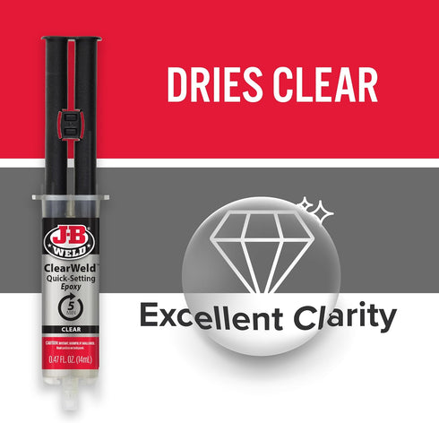 J-B Weld ClearWeld 5 Minute Epoxy, Clear, 14ml with Static Mixer, (50114H)