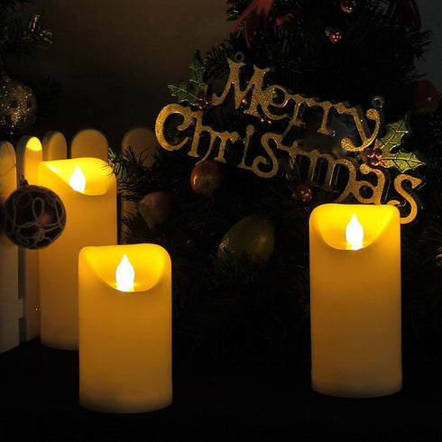 iZAN 1PCS Battery Operated Flameless LED Candle with Timer, Waterproof Flickering Decorative Light