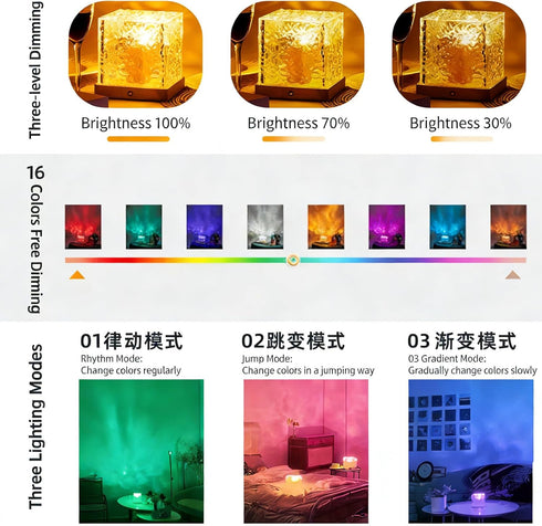 Mrauzlty 16 Ocean Wave Projector Light with Bluetooth Speaker, Colors LED Mood Lamp, Music Sync Night Light