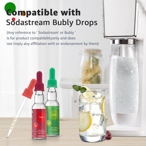 Glass Dropper Pipettes for SodaStream Bubly Bubbly Drops Flavors, Colorful 6Pcs